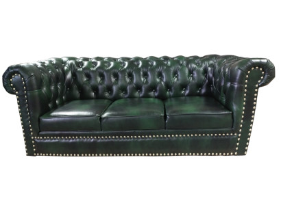 Chesterfield Sofa Three Seater Genuine leather Couch Green Leather Sofa 230cm Furniture